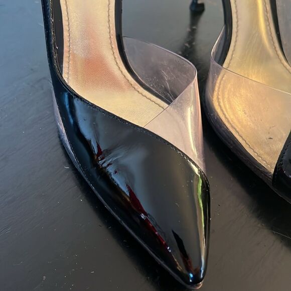 90s Dolce & Gabbana Black Patent Leather & Clear Cutout Heels - Picture 4 of 14